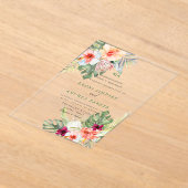 PixDezines Tropical Paradise Flowers Foliage Acryl Uitnodigingen (Laagn)