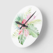 PixDezines Tropical Paradise Pastel Floral Foliage Ronde Klok (Hoek)