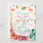 PixDezines Tropical Pink Flamingo Bat Mitswa Kaart (Achterkant)