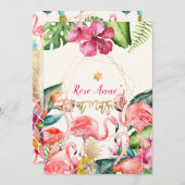 PixDezines Tropical Pink Flamingo Bat Mitswa Kaart (Voorkant / Achterkant)