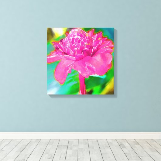 PixDezines Tropical Torch Ginger Canvas Afdruk (Insitu (Houten vloer))