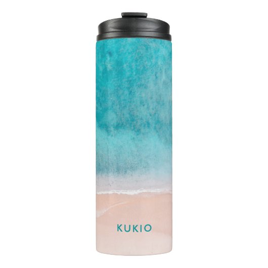 PixDezines Tropisch Beach Thermal Tumbler Thermosbeker (Voorkant)