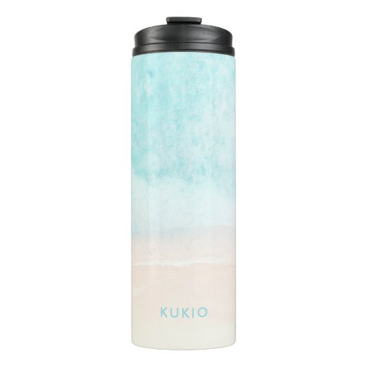 PixDezines Tropisch Beach Thermal Tumbler Thermosbeker (Voorkant)