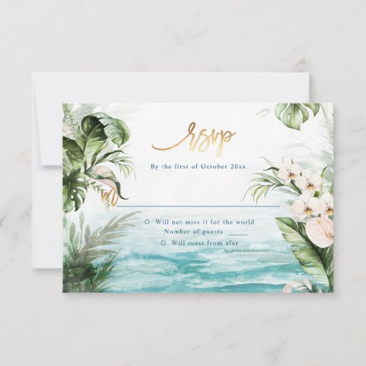 PixDezines Tropisch Oerwoud Foliage RSVP Kaart (Voorkant)