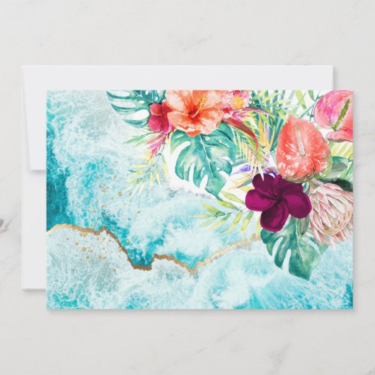 PixDezines Tropisch Paradijs Strand Datum opslaan Kaart (Achterkant)