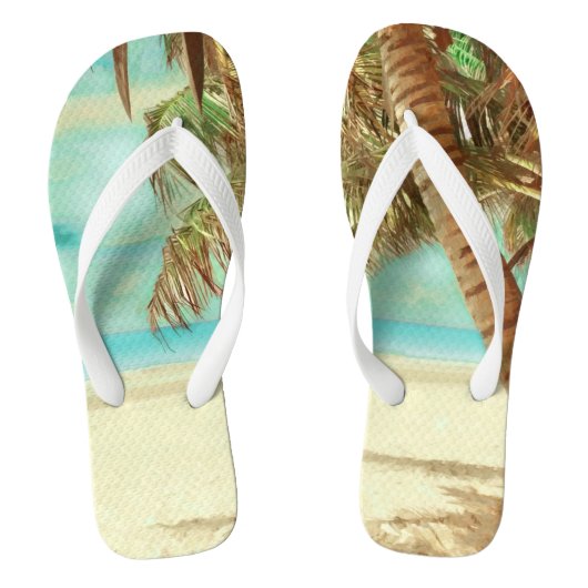 PixDezines  tropisch paradijs/strand Teenslippers (Voetbed)