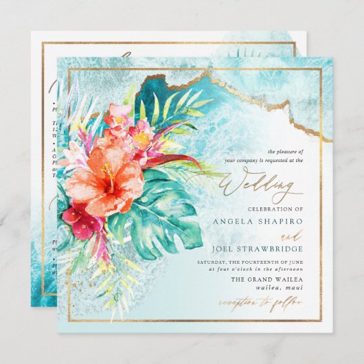 PixDezines Tropisch Paradijs Strandgolven Kaart (Voorkant / Achterkant)