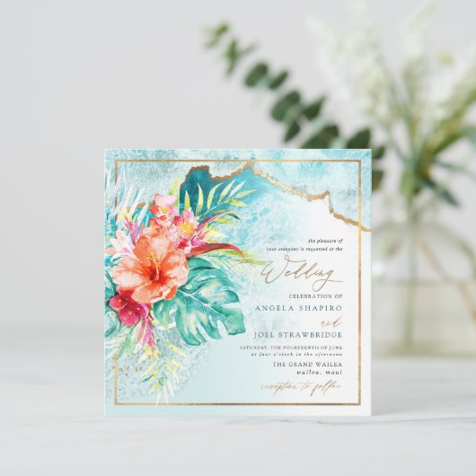 PixDezines Tropisch Paradijs Strandgolven Kaart (Staand voorkant)