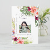 PixDezines Tropisch ParadijsGraduatie Luxe Script Aankondiging (Staand voorkant)