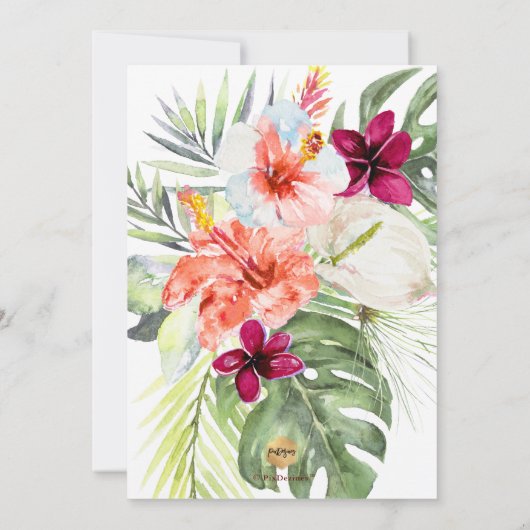 PixDezines Tropisch ParadijsGraduatie Luxe Script Aankondiging (Achterkant)