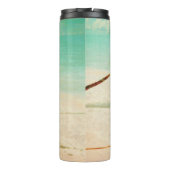 PixDezines Tropisch strand/Kokosnootboom/Palm Thermosbeker (Achterkant)
