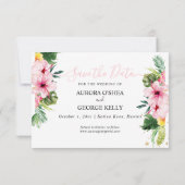 PixDezines Tropische Floral & Foliage Save The Date (Achterkant)