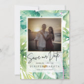 PixDezines Tropische Greenery sparen onze Datum Kaart (Voorkant)