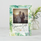 PixDezines Tropische Greenery sparen onze Datum Kaart (Staand voorkant)