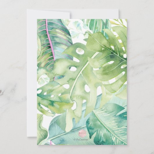 PixDezines Tropische Greenery sparen onze Datum Kaart (Achterkant)