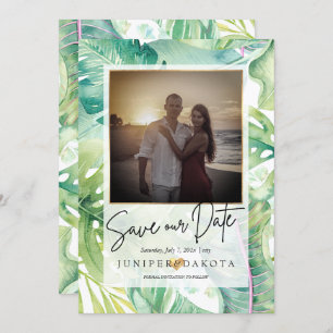 PixDezines Tropische Greenery sparen onze Datum Kaart