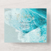 PixDezines Tropische Paradise Beach Waves Emerald  All In One Uitnodiging (Achterkant)