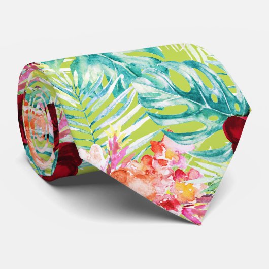 PixDezines Tropische paradise Floral Foliage Stropdas (Opgerold)