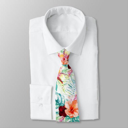 PixDezines Tropische paradise Floral Foliage Stropdas (Gebonden)