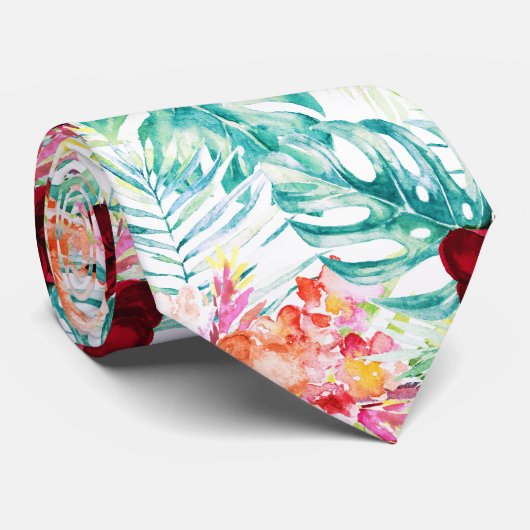 PixDezines Tropische paradise Floral Foliage Stropdas (Opgerold)