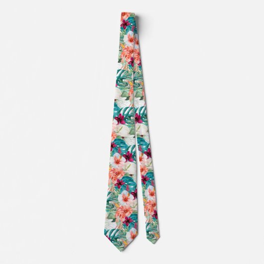 PixDezines Tropische paradise Floral Foliage Stropdas (Voorkant)