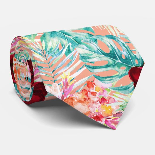PixDezines Tropische paradise Floral Foliage Stropdas (Opgerold)