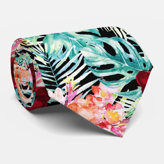 PixDezines Tropische paradise Floral Foliage Stropdas (Opgerold)