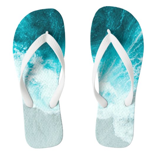 PixDezines tropische strandgolven Teenslippers (Voetbed)