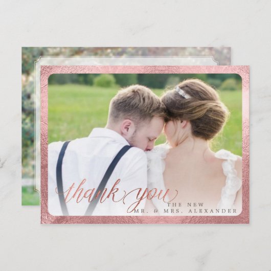 PixDezines Trouw Dank Je/Fun Script Aankondigingskaart (Voorkant / Achterkant)