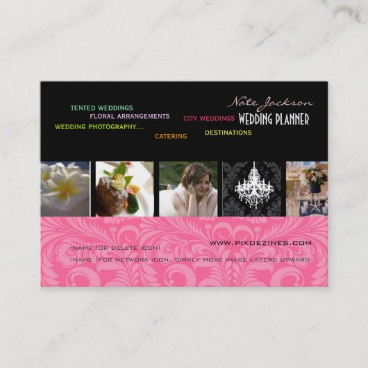 PixDezines trouwplanners/diy kleuren+fonts Visitekaartje (Voorkant)