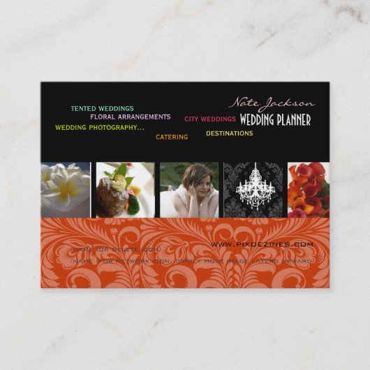 PixDezines trouwplanners/diy kleuren+fonts Visitekaartje (Voorkant)