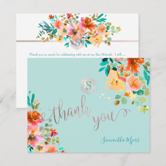 PixDezines Tuin Rozen Mitzvah Dank u✡ RSVP Kaartje (Voorkant / Achterkant)