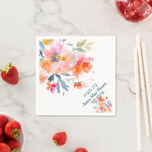 PixDezines Tuin Rozen, Sinaasappel Ombre Mitzvah Servet (Insitu)