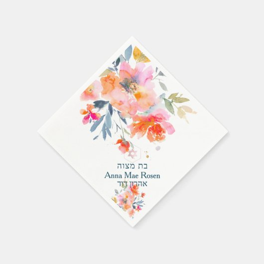 PixDezines Tuin Rozen, Sinaasappel Ombre Mitzvah Servet (Hoek)