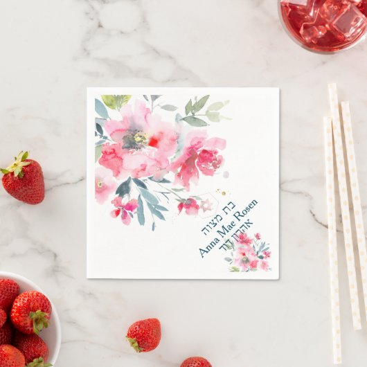 PixDezines Tuinrozen, Rode Ombre Mitzvah Servet (Insitu)