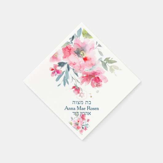 PixDezines Tuinrozen, Rode Ombre Mitzvah Servet (Hoek)