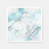 PixDezines Turquoise Marble Bat Mitzvah Servet (Voorkant)