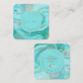 PixDezines Turquoise Roos Gold Emerald Cut Lijst Vierkante Visitekaartje (Voorkant / Achterkant)