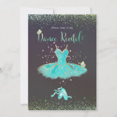 PixDezines TurquoiseTutu Vlinders Dansrecital Kaart (Voorkant)