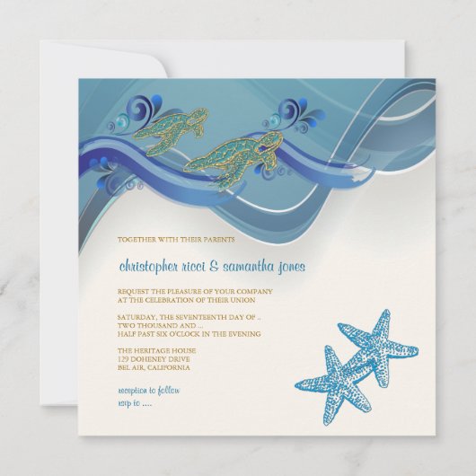 PixDezines turtles/honu+golven/diy achtergrond Kaart (Achterkant)