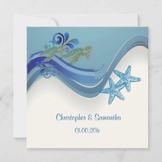 PixDezines turtles/honu+golven/diy achtergrond Kaart (Voorkant)