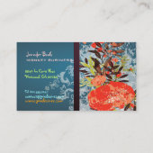 PixDezines Tuscanini retro floral + blauwgroen Visitekaartje (Achterkant)