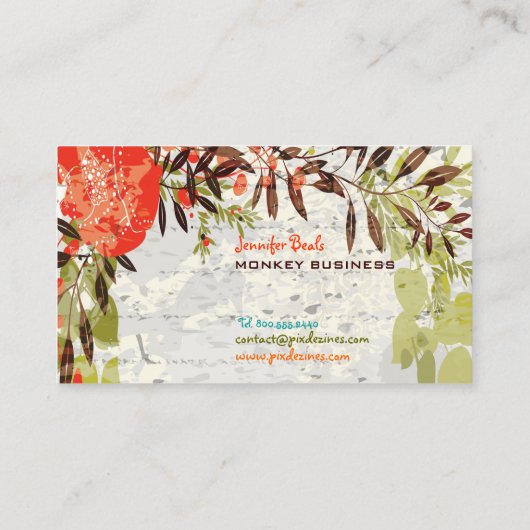 PixDezines Tuscanini retro floral + crème Visitekaartje (Achterkant)