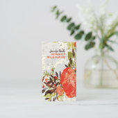 PixDezines Tuscanini retro floral + crème Visitekaartje (Staand voorkant)