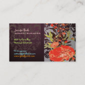 PixDezines Tuscanini retro floral + merlot Visitekaartje (Achterkant)