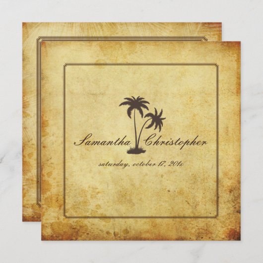 PixDezines  tweelingpalmen, Bahama-stijl Kaart (Voorkant / Achterkant)