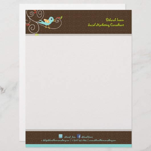 PixDezines Tweet, tweet, SEO marketing/DIY kleur Gepersonaliseerd Briefhoofd (Voorkant / Achterkant)