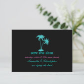PixDezines Twin Palms, aquablauw Save The Date (Staand voorkant)