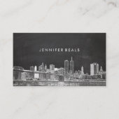 PixDezines Twin Towers NYC Skyline/Chalkboard Visitekaartje (Voorkant)