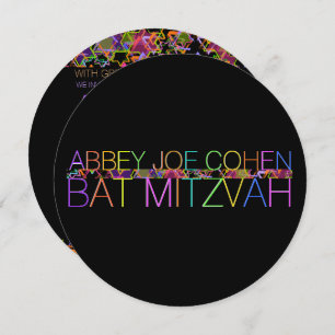 PixDezines typografie/neon/bat mitzvah Kaart